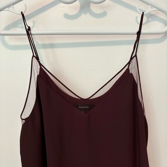 Babaton Aritzia XS Galen Camisole Adjustable Mesh Burgundy V-Neck Tank Top - Picture 3 of 9